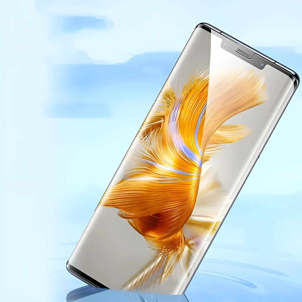 Huawei Mate60 Pro TPU screen protector kit with application tools on a white background.