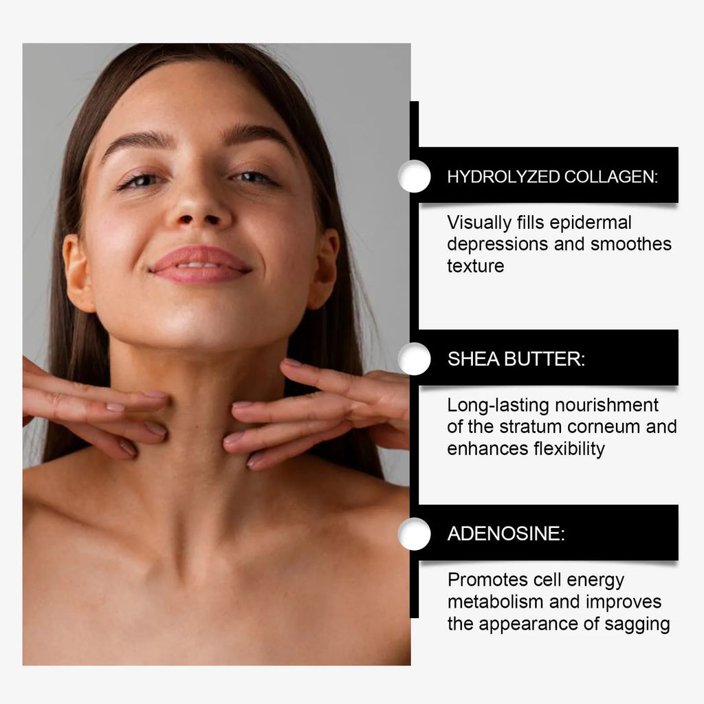 White jar of 50g lifting and tightening neck cream for skincare.