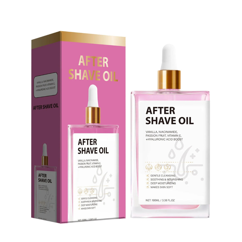 100ml bottle of men's aftershave oil with moisturising and soothing properties for post-shave care