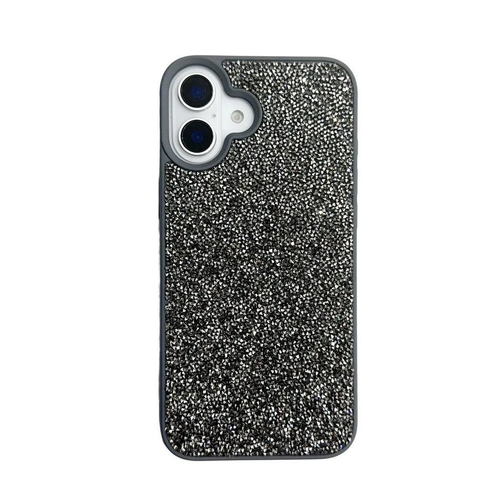 Luxury full diamond handmade phone case for iPhone 17 series in black colour with textured finish