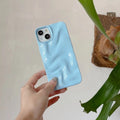3D pleated water ripple TPU phone case for iPhone 11 to 15 Pro Max in frosted and glossy finishes
