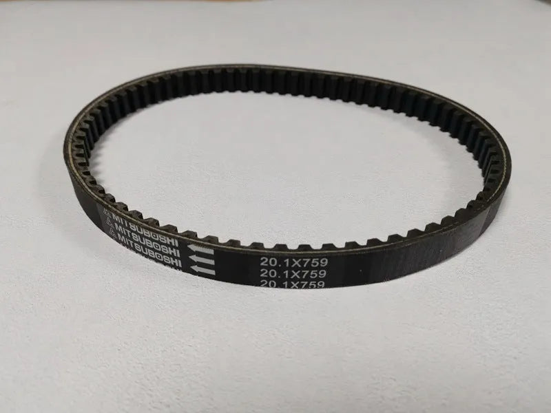 Black motorcycle drive belt for Jili GP110 and Guangyang models, size 20.1-759