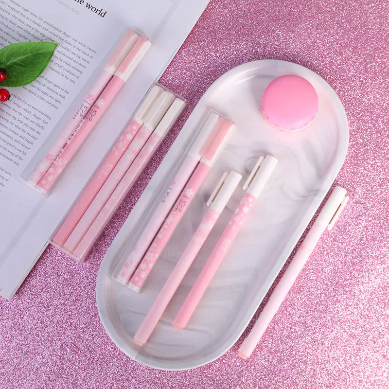 Sakura gel pen set showing 0.35mm and 0.5mm tip sizes in plastic refillable design