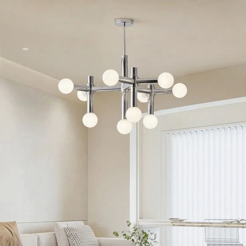 Creative bean Nordic chandelier wrought iron glass aluminium chrome 10 heads low voltage