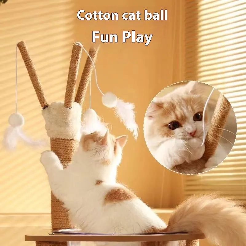 Wood colour cat climbing frame with integrated space capsule in luxury style