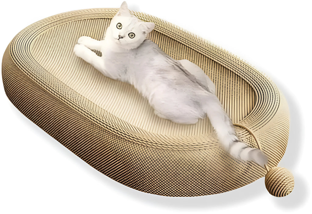 Large natural sisal cat scratching board with integrated lounge bed in dual-function design