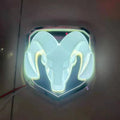 LED luminous ram tail car emblem with blue light on front grille, ABS plastic construction