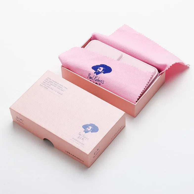 Set of solid watercolour paint pans with pearl and pearly colours, showing 12 or 24 colour options.