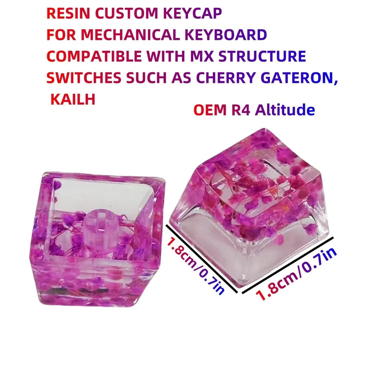 Transparent resin starry sky artisan keycap for Cherry MX mechanical keyboards in multiple colours