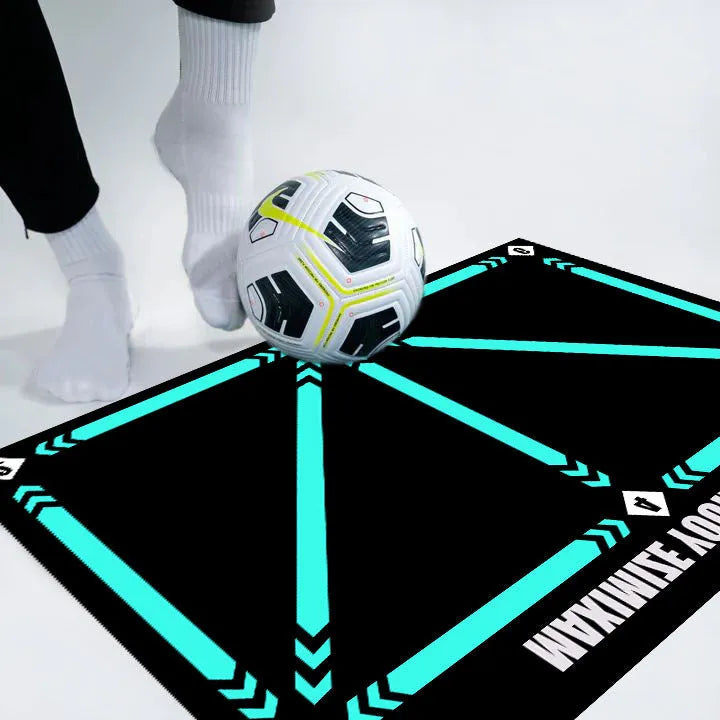 Black football training mat measuring 60cm by 90cm with non-slip surface