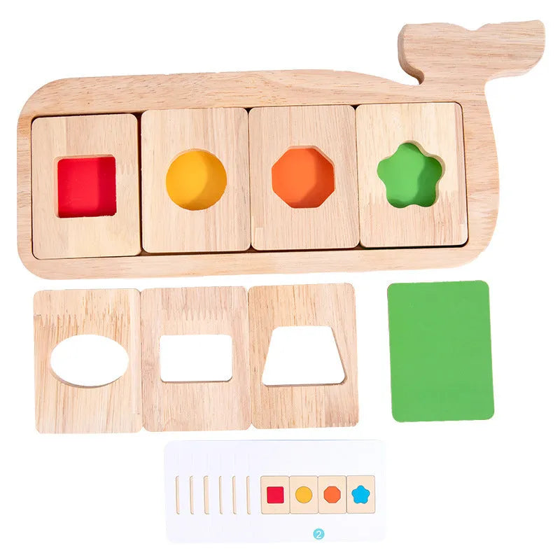 Wooden early education geometry puzzle with colour shapes, suitable for children aged 4-6 years, 30.5 x 13.5 x 3.9cm