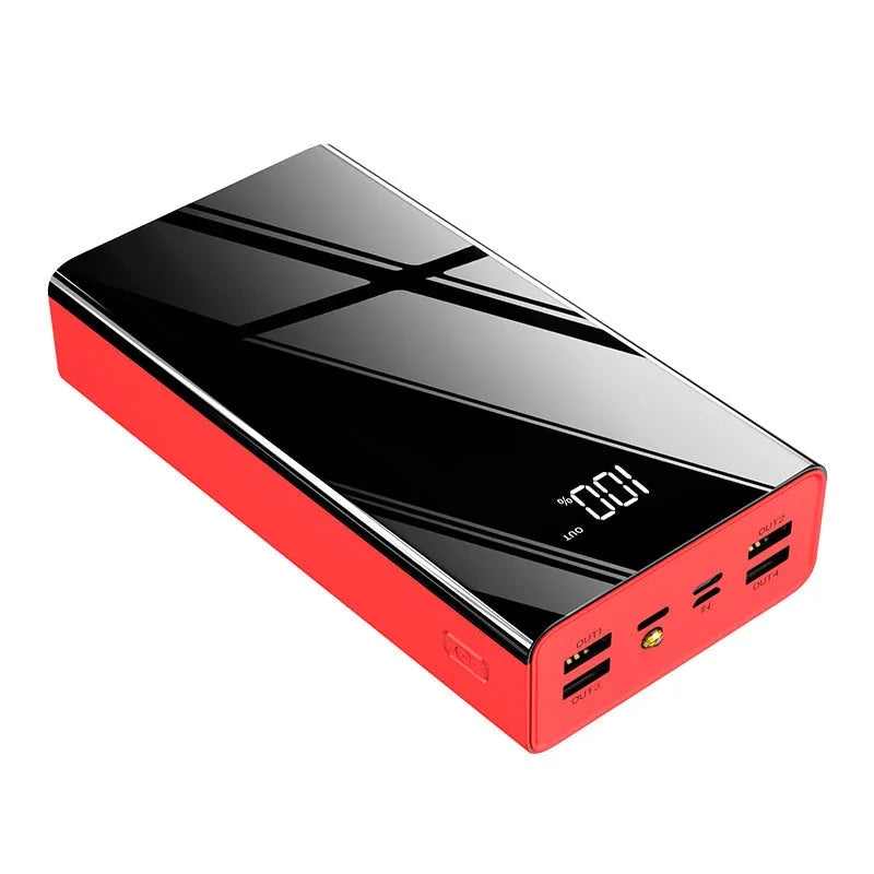 40000mAh power bank with LCD display in red or black colour, dimensions 156x82x41mm