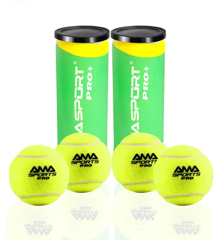 Three cage plate tennis training balls in Cricket-PRO colours showing high elasticity construction for court practice
