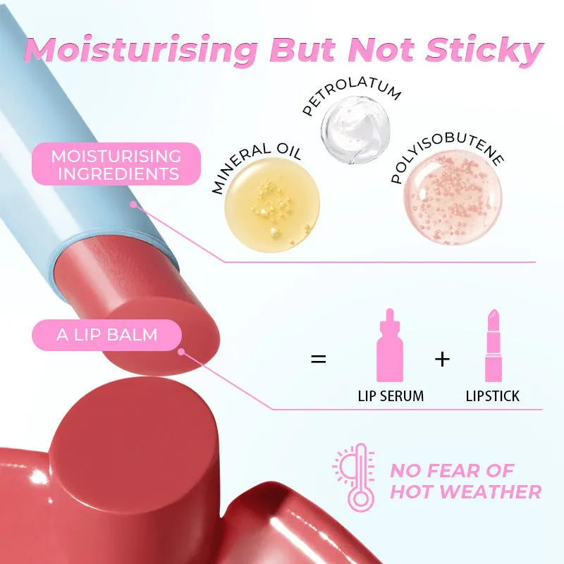 Waterproof moisturising lipstick in six colour variations with 1.8g content