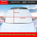 Large aluminium foil winter car cover with reflective stripes and magnets for SUV frost protection