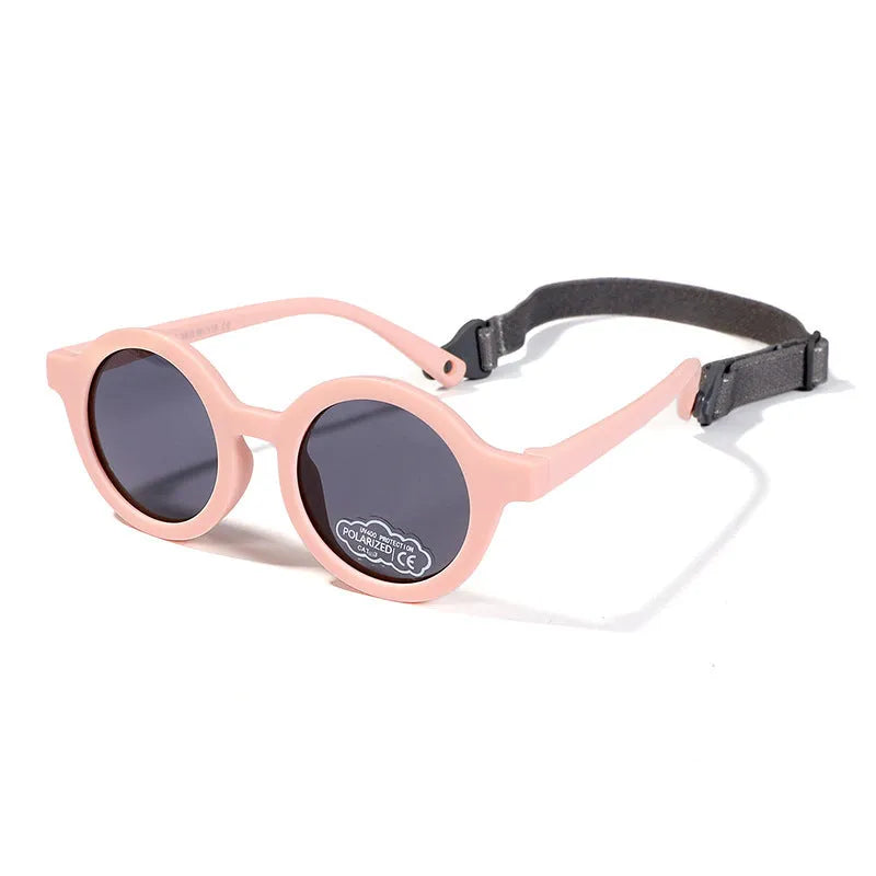 Children's round frame sunglasses with polarised TAC lenses and soft TPEE frame for ages 0-3 years