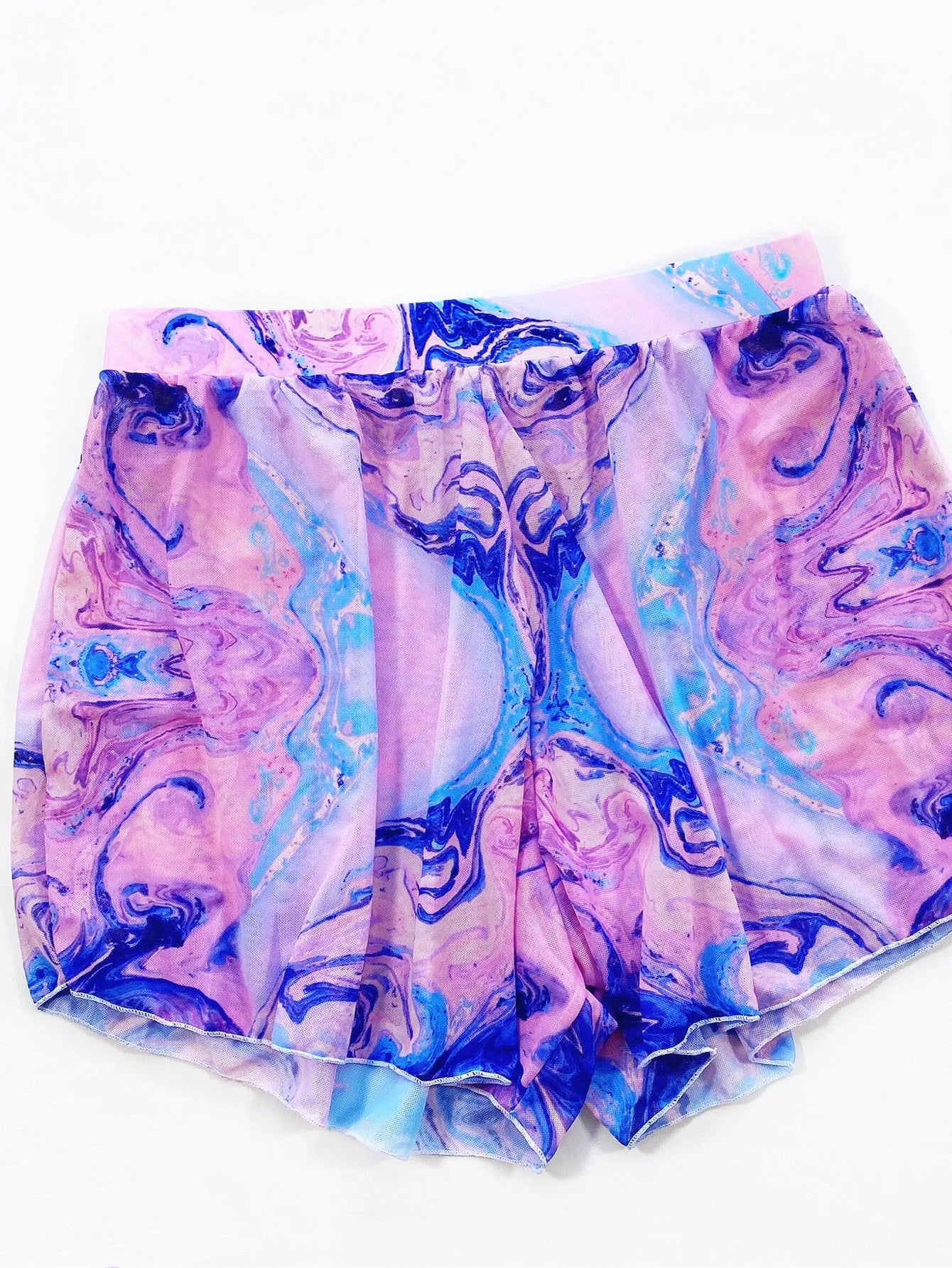 Women's pink nylon triangle bikini three piece set with bra shorts and T-pants
