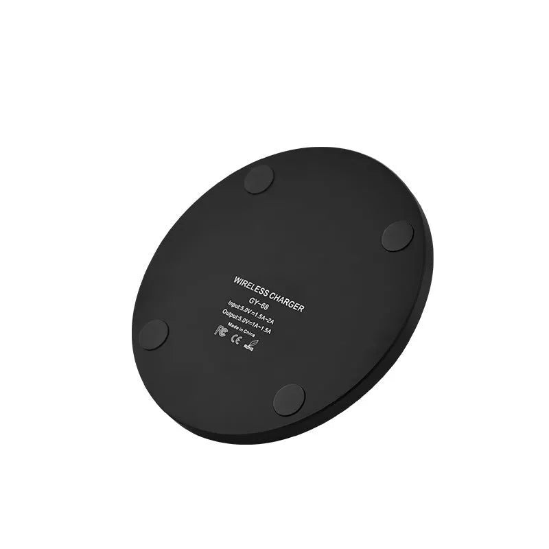 Ultra-thin square Qi wireless charging pad in black, red, white, or yellow colour.
