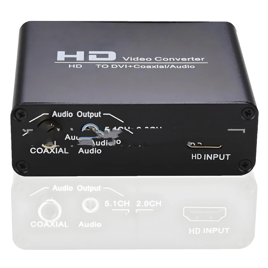Black HDMI to DVI video converter with 1.5m cable and separate audio output port