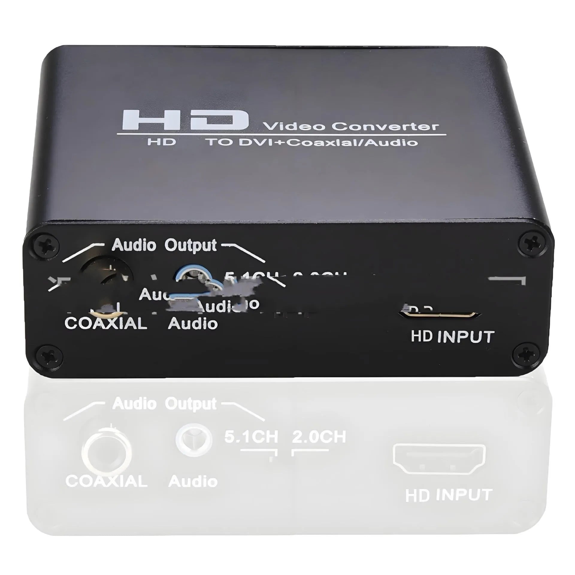 Black HDMI to DVI video converter with 1.5m cable and separate audio output port