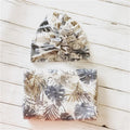 Baby wrapping cloth in white wreath hat pattern – cotton twill swaddle 70 cm