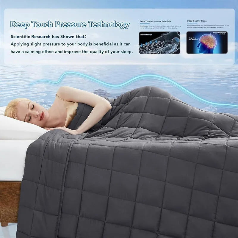 Solid grey polyester weighted blanket 152x203cm on a sofa with European style