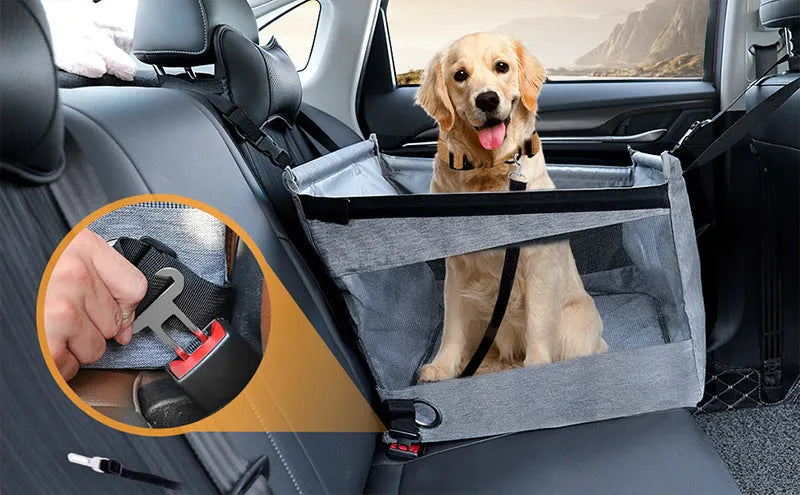 Oxford cloth portable pet crate for dogs in car with 49cm dimensions in black colour