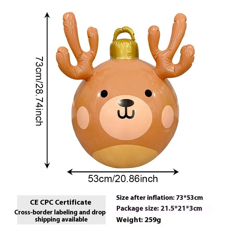 Inflatable Christmas ball with antlers design in PVC for outdoor yard decoration