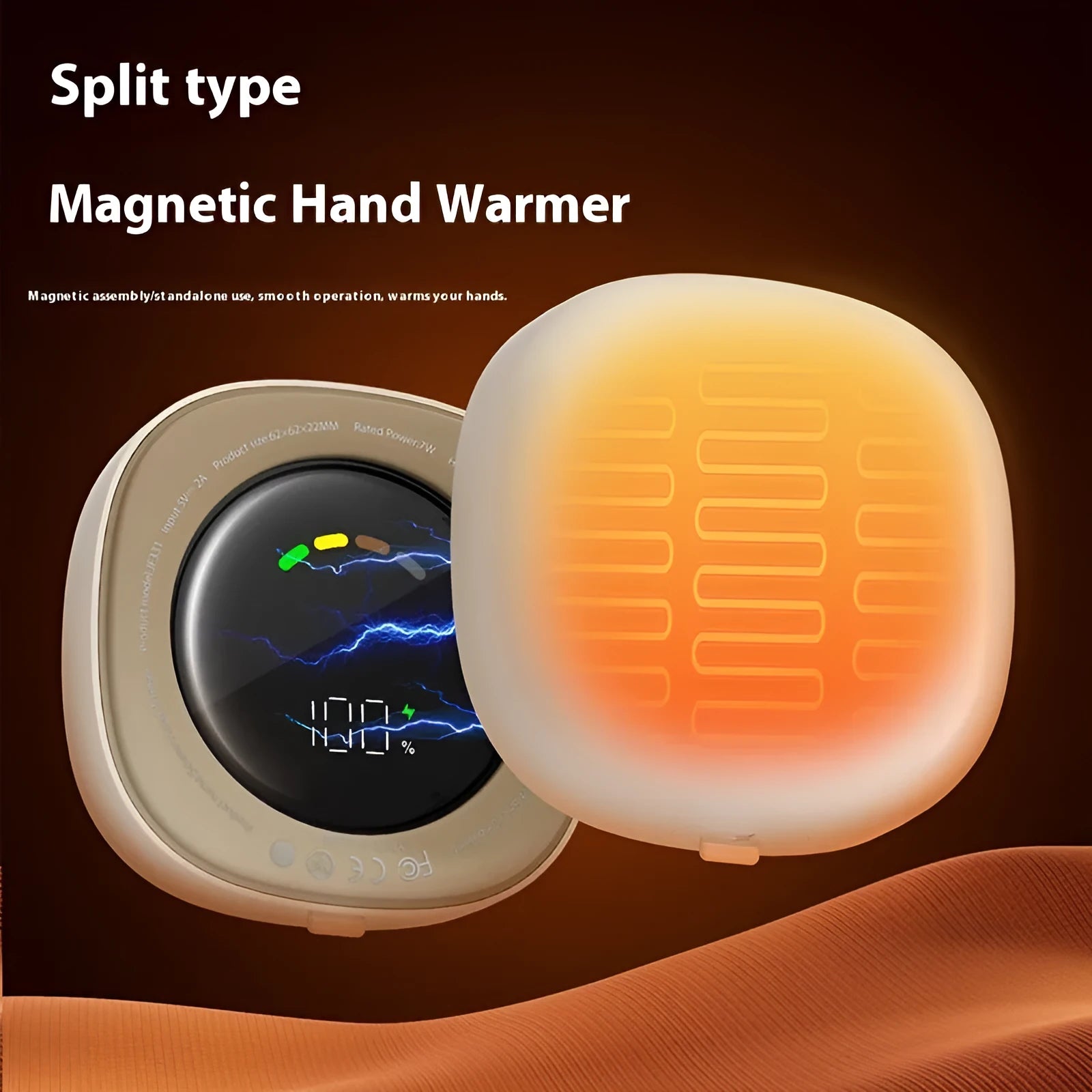 Portable USB magnetic hand warmer fast double-side heating split design plastic aluminium heat dissipation