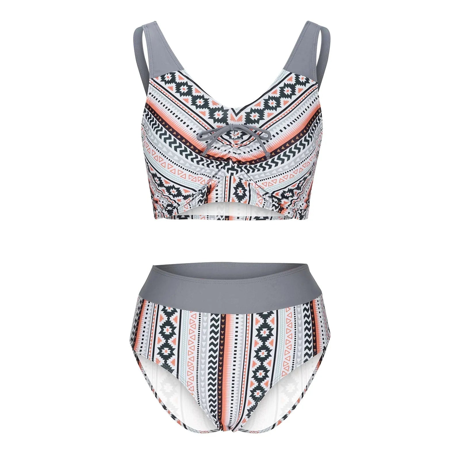 Women's blue cross sling split swimsuit bikini set on mannequin