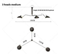 Nordic creative ceiling lamp with adjustable chain 3 heads 165CM for bedroom living room dining room