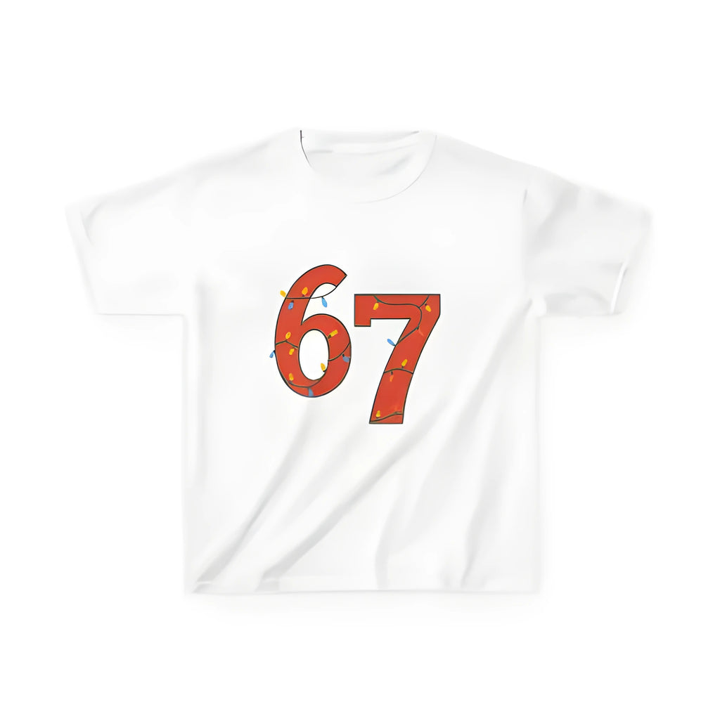 Children's pure cotton white T-shirt with printed logo, short sleeves, and drop shoulder for school uniform