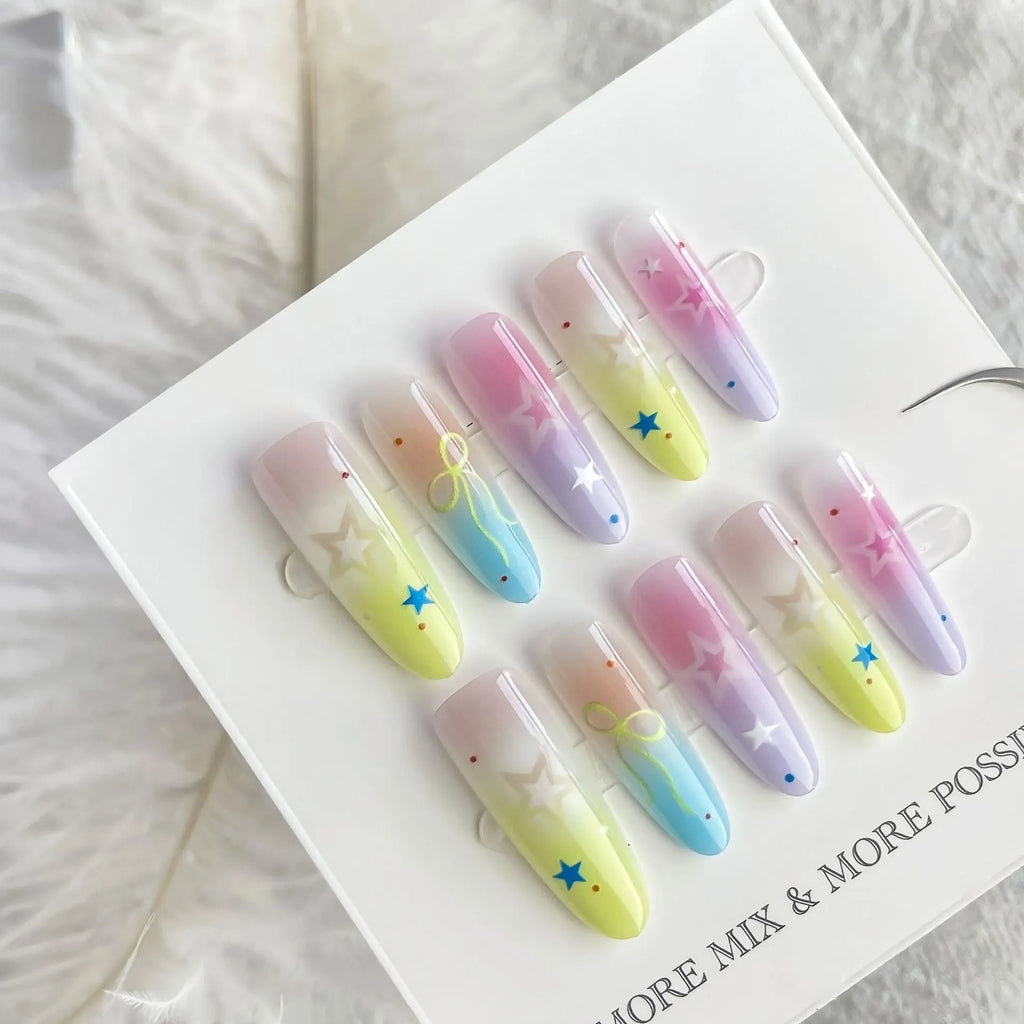 Sweet XB11-880 oval almond nail stickers by Dopamine Cartoon XINGX in frosted and glossy finishes on a white background