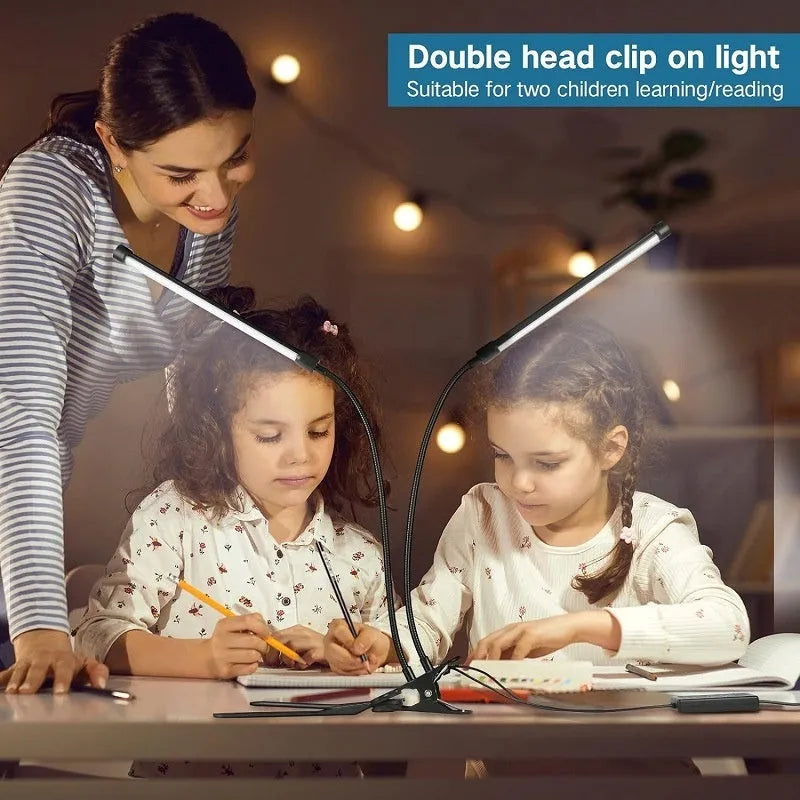 26cm black and white USB LED desk lamp for dormitory study areas with eye protection feature