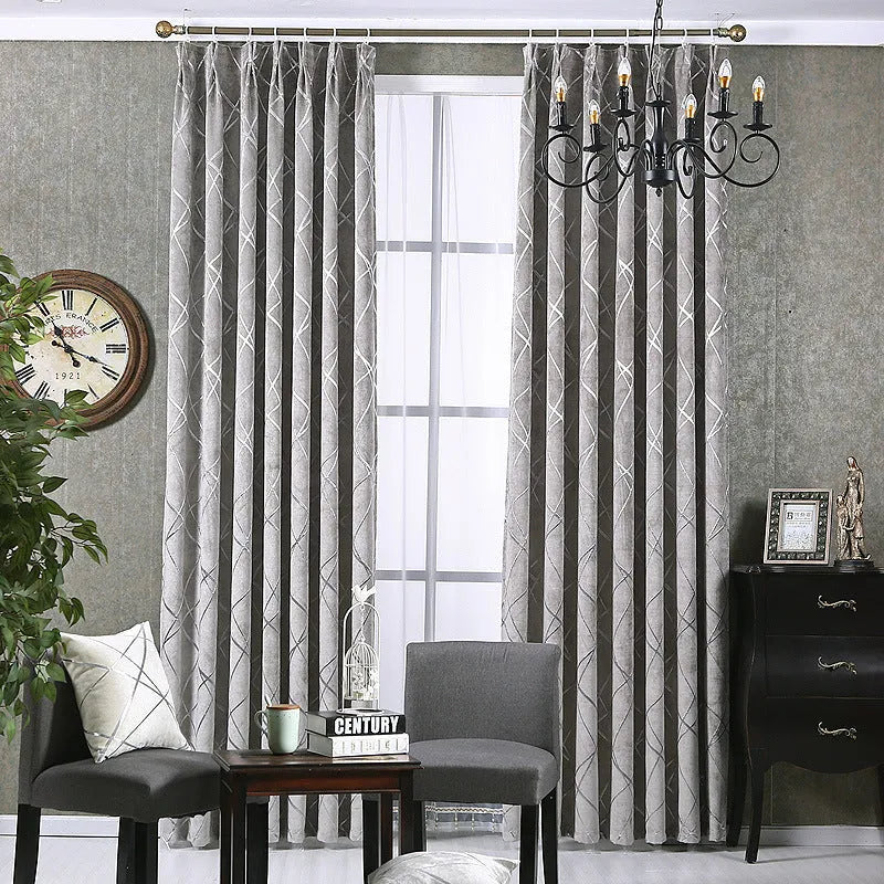 Solid colour chenille blackout curtain in modern minimalist style for living room or bedroom