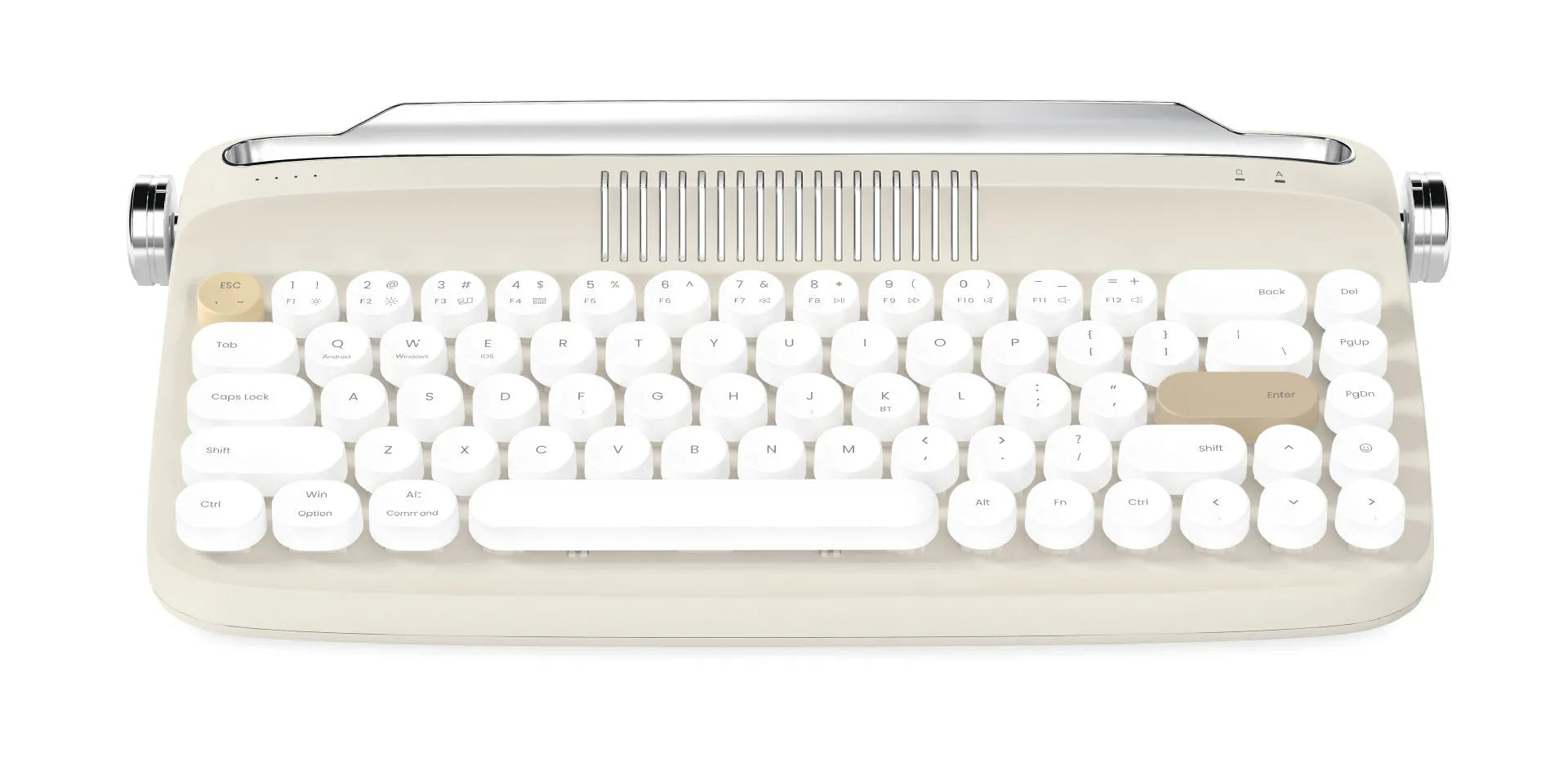 B307 Rechargeable Retro Bluetooth Wireless Keyboard with ABS Construction, Universal Compatibility, and Choose from White, Ivory Yellow, Green, Pink, or Sand Beige Colour Options
