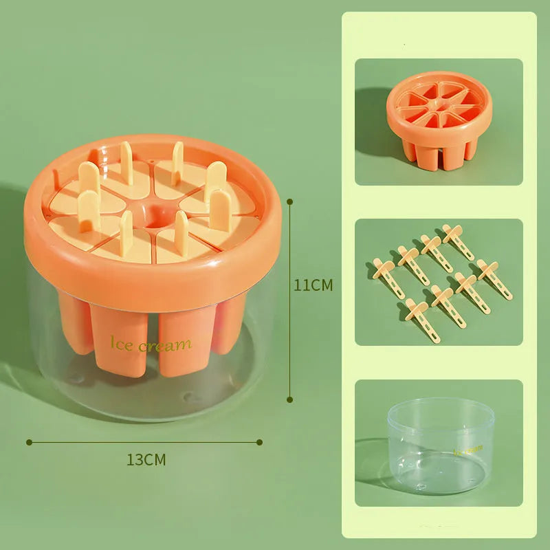 Popsicle ice cream mould in orange plastic, 13.2cm square, for making homemade frozen lollies