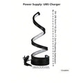 USB powered spiral LED desk lamp in black, compact adjustable design for desk use