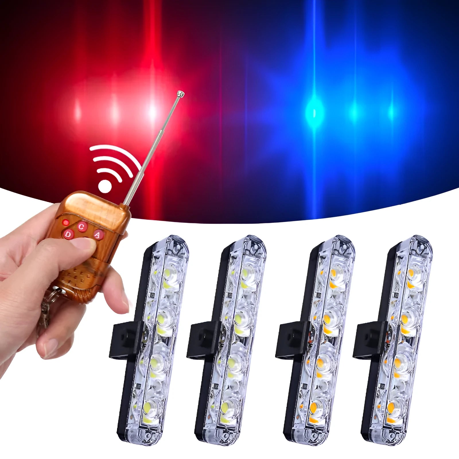 Black car mounted wireless remote controlled LED emergency warning light for vehicles