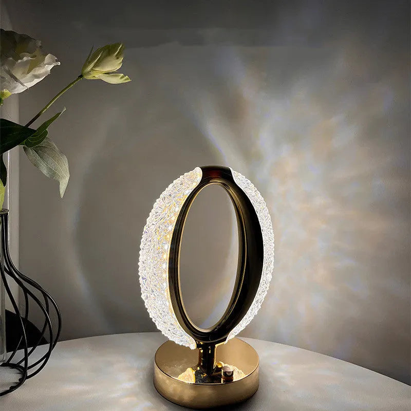 Star Eye touch night light with acrylic frame in star light gold colour on flat surface