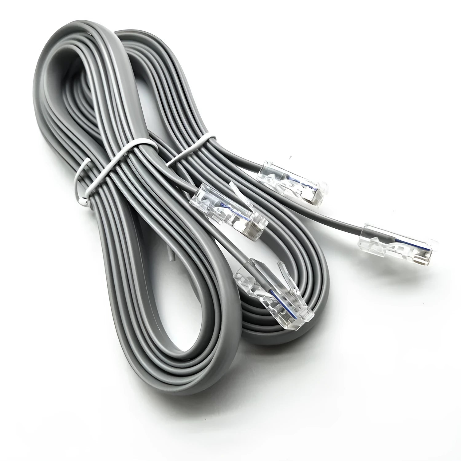Silver grey CAT6 Ethernet cable 2 metres long with RJ-45 connectors