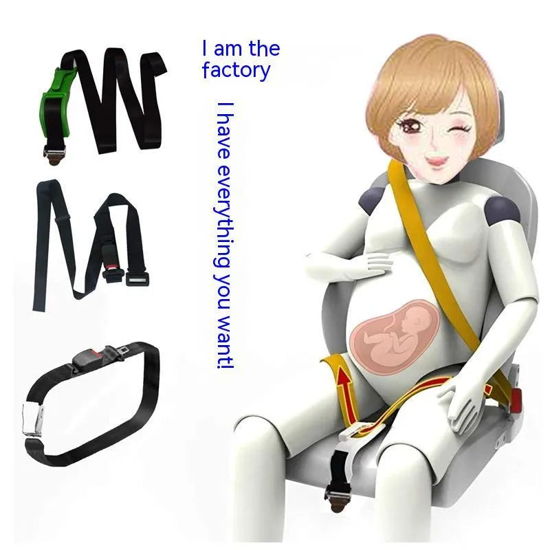 Black pregnant women's safety belt with ABS metal buckle for anti-strangulation protection