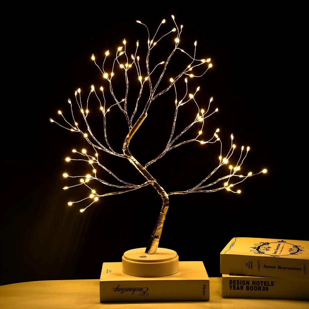 LED tree shape string lamp with 108 warm white beads on a 50cm copper wire frame