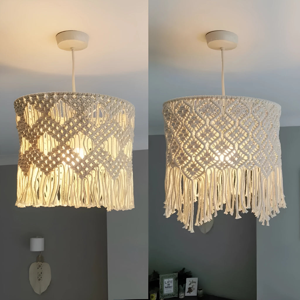 Handmade beige cotton string woven lampshade 30x50cm pendant light shade