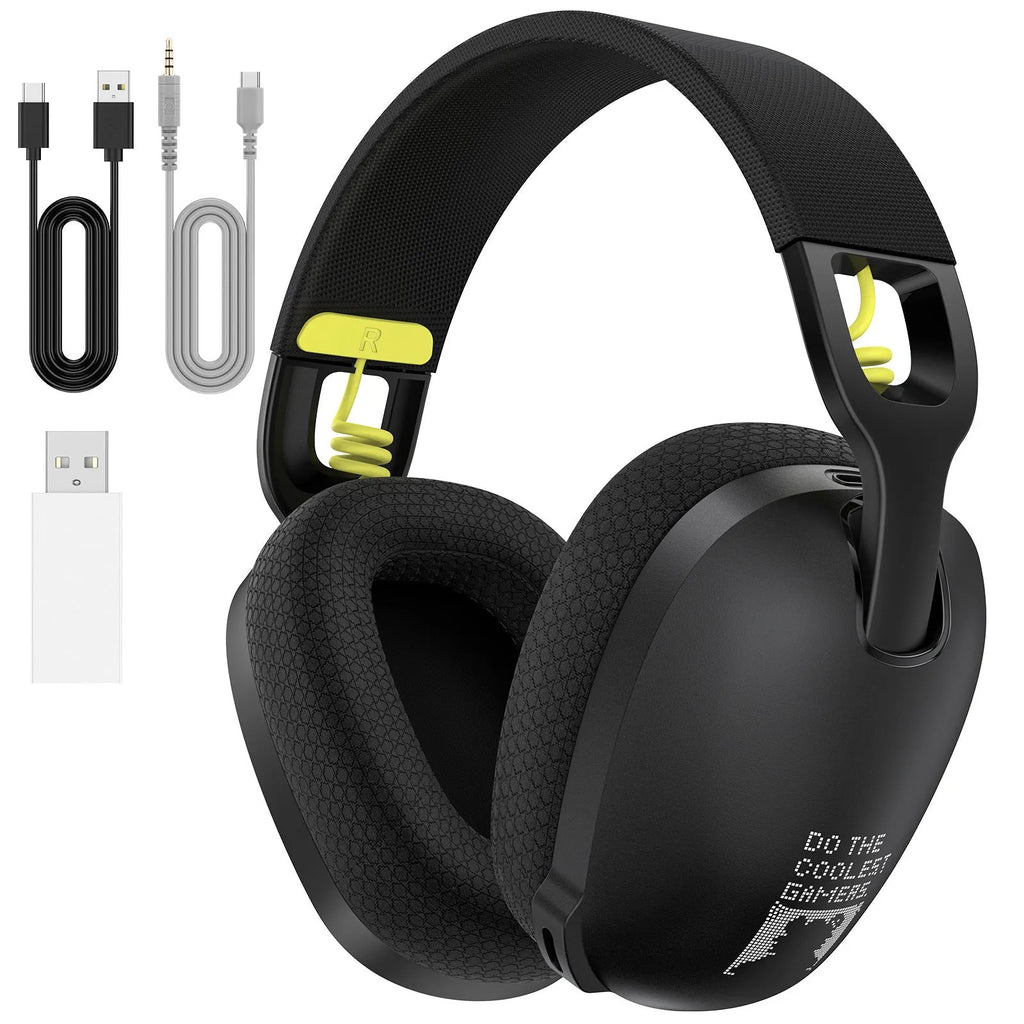 Wireless gaming headphones with over-ear design in black and white colour options