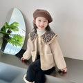 Mori style girls' fleece-lined winter coat in khaki colour for toddlers, long sleeves, polyester outer