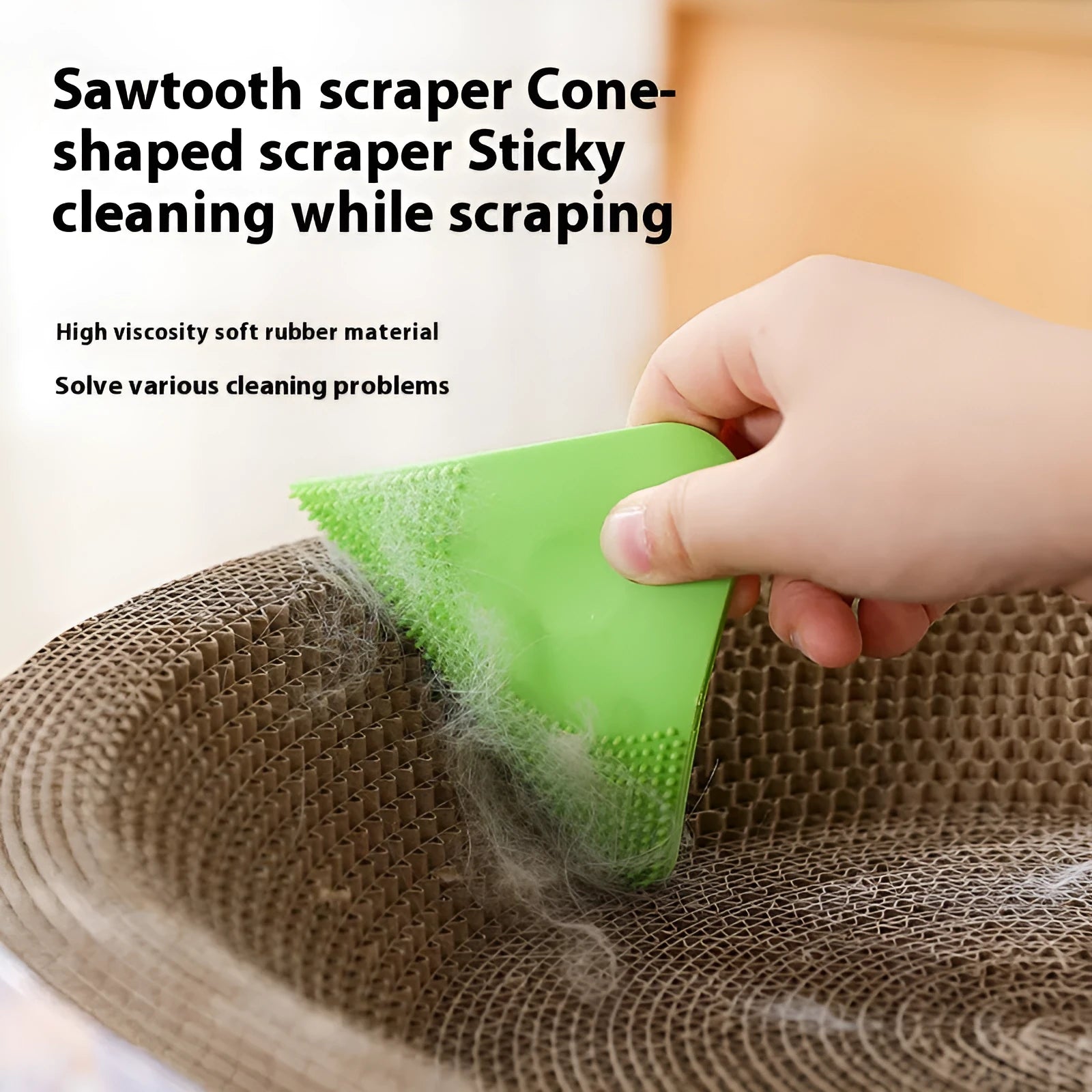 PTE pet hair scraper and comb brush in avocado green colour for grooming cats dogs and removing hair from fabrics.
