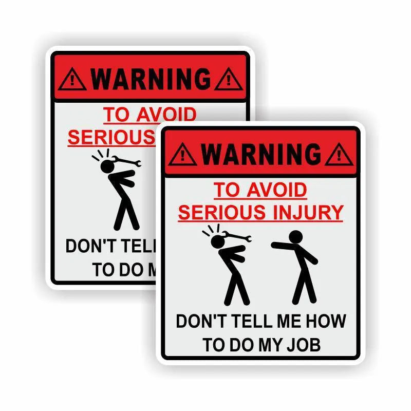 Adhesive car glass warning sticker measuring 14.9cm by 12.6cm.