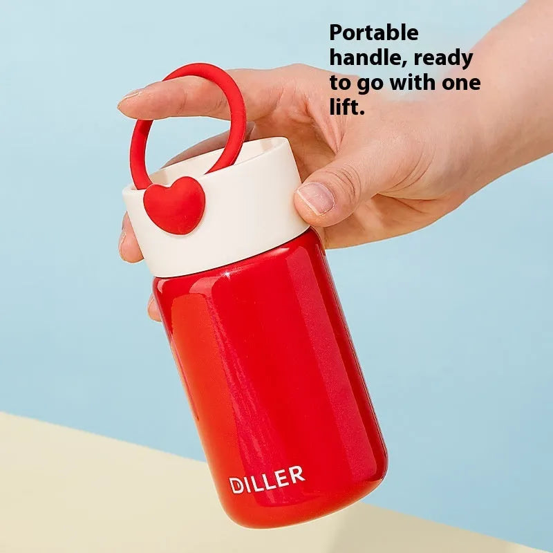 Women's 316 stainless steel thermos cup in pink 200ml portable insulated travel mug modern simple design