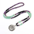 Dongling long yoga lotus pendant necklace and bracelet set with stone beads